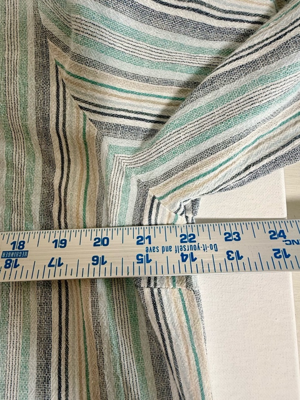 Soft Surroundings Teal, Light Gray & White Striped Embroidered Tunic - Picture 7 of 11